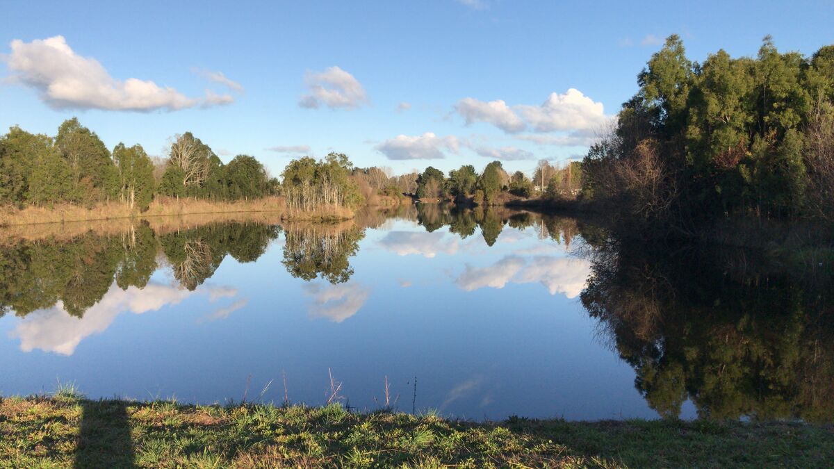 Laguna de Don Ernesto Country con reflejo del cielo